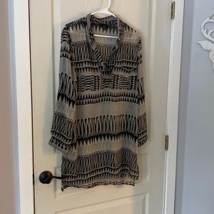 Sheer long blouse in tribal print